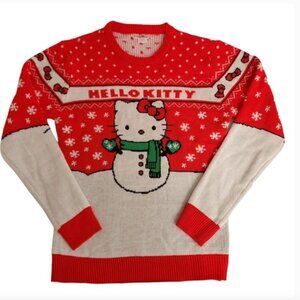 Sanrio Hello Kitty Ugly Christmas Sweater Snowman Fair Isle Red Size L